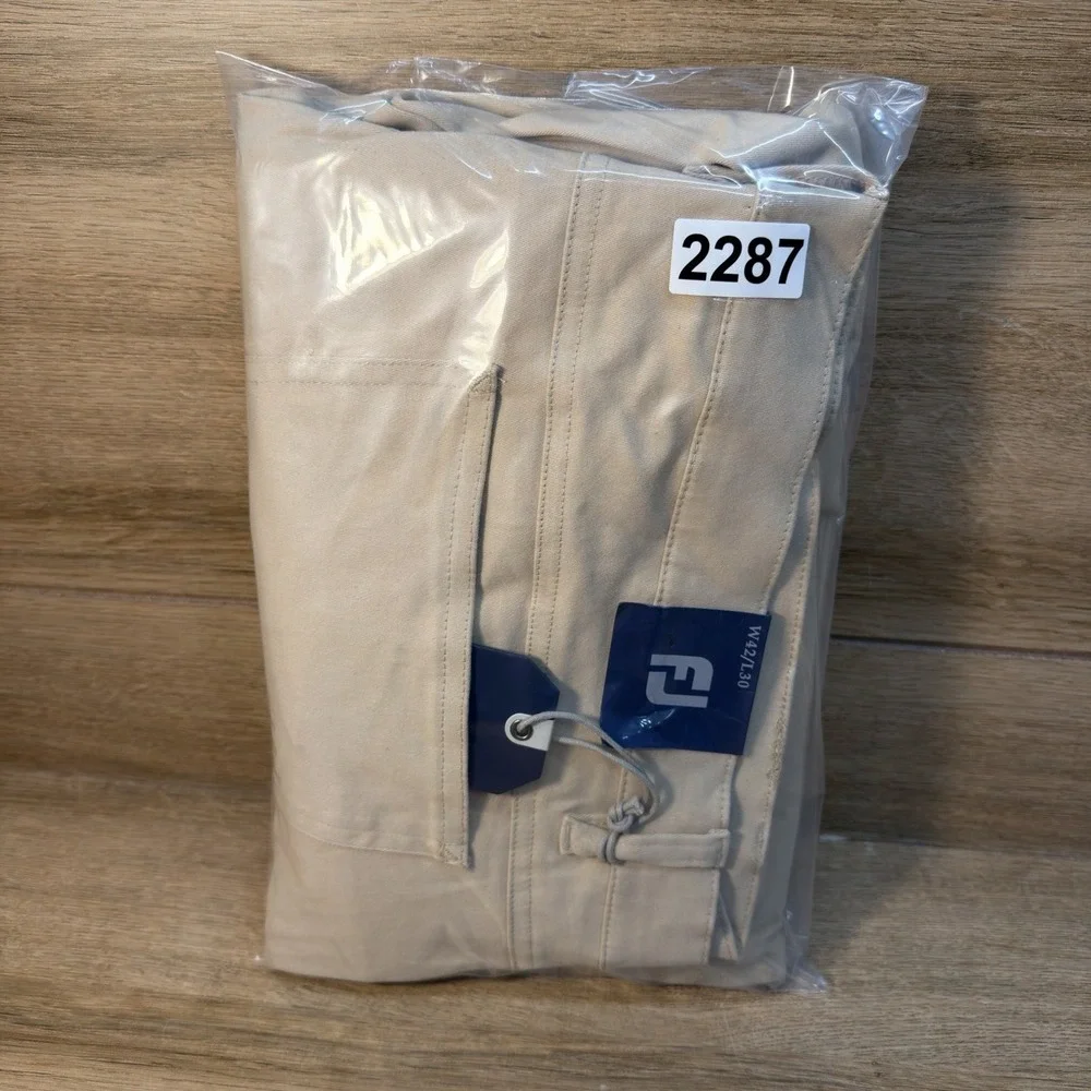 Footjoy 1857 Sueded Cotton Twill 5 Pocket Chino Golf Pant Mens 42x30 Tan New